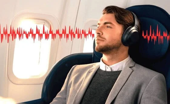 fone de ouvido com cancelamento de ruído ativo para vôos